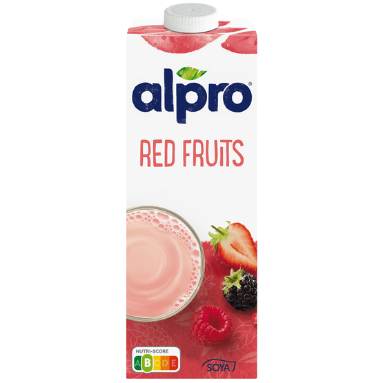 Foto van Alpro Sojadrink rode vruchten op witte achtergrond