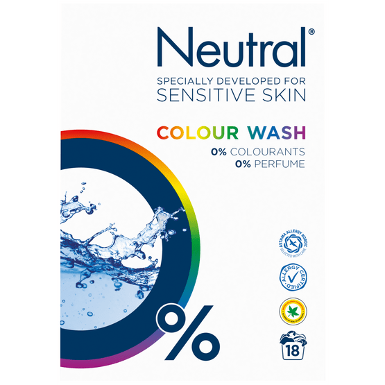 Foto van Neutral Wasmiddel poeder kleur 18 wasbeurten op witte achtergrond