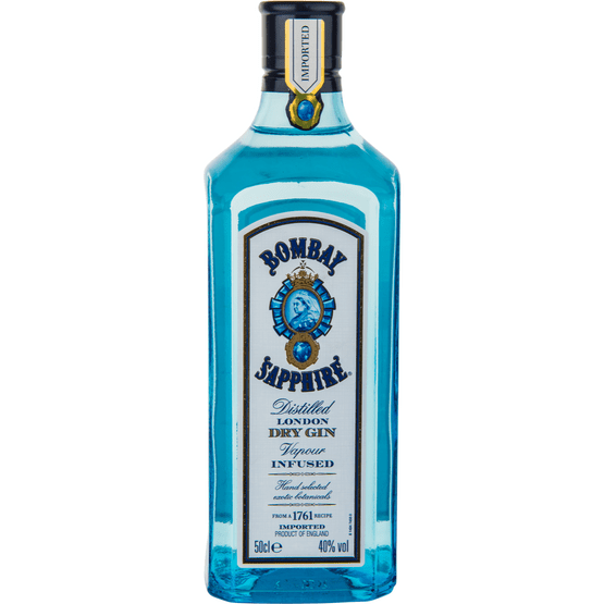 Foto van Bombay Sapphire gin op witte achtergrond