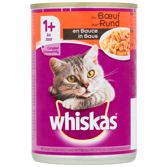 Foto van Whiskas Saus rundvlees op witte achtergrond