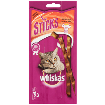 Whiskas Kattensnacks sticks rijk aan rundvlees