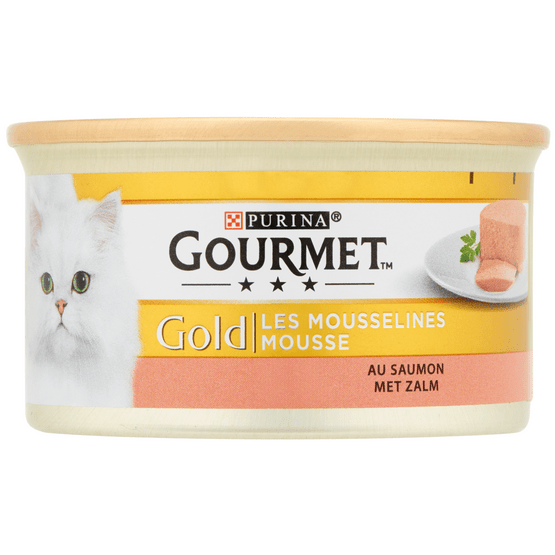 Foto van Gourmet Gold mousse met zalm op witte achtergrond