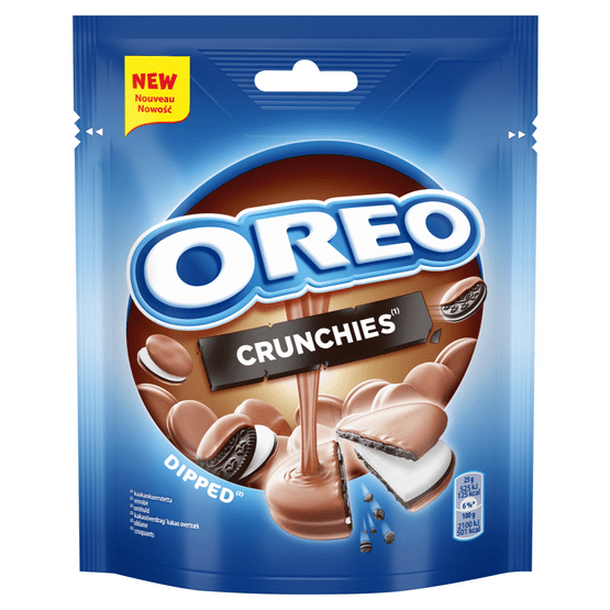 Foto van Oreo Crunchies melkchocolade op witte achtergrond