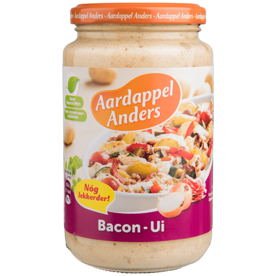 Foto van Aardappel anders Bacon ui op witte achtergrond