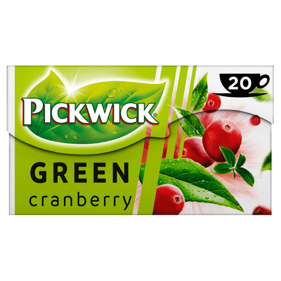 Foto van Pickwick Cranberry groene thee op witte achtergrond