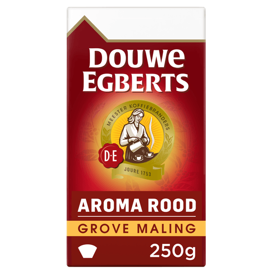 Foto van Douwe Egberts Aroma Rood  filterkoffie grove maling op witte achtergrond