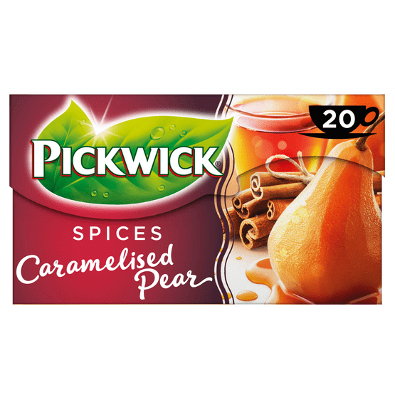 Foto van Pickwick Spices Caramelised pear kruidenthee op witte achtergrond