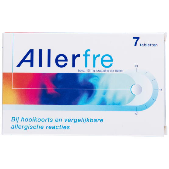 Foto van Allerfre Hooikoortstablet 10 mg op witte achtergrond