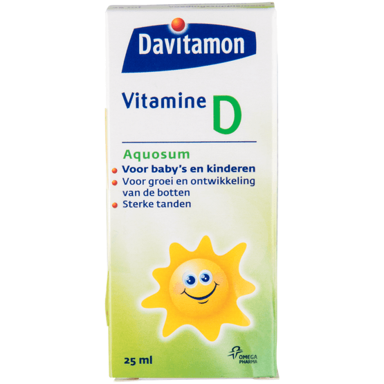 Foto van Davitamon Vitaminen D aquosum op witte achtergrond