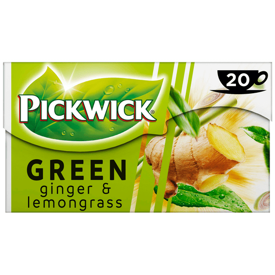 Foto van Pickwick Ginger & lemongrass groene thee op witte achtergrond