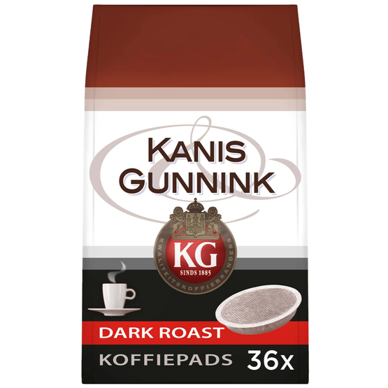 Foto van Kanis & Gunnink Dark Roast Koffiepads op witte achtergrond
