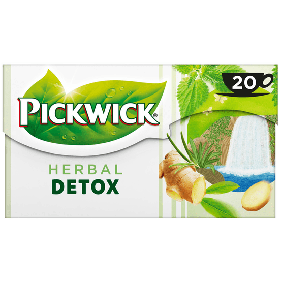 Foto van Pickwick Herbal detox kruidenthee op witte achtergrond