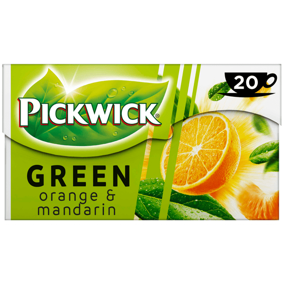 Foto van Pickwick Orange mandarin groene thee op witte achtergrond