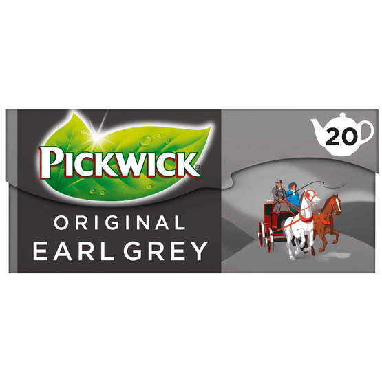 Foto van Pickwick Earl Grey voor pot zwarte thee op witte achtergrond