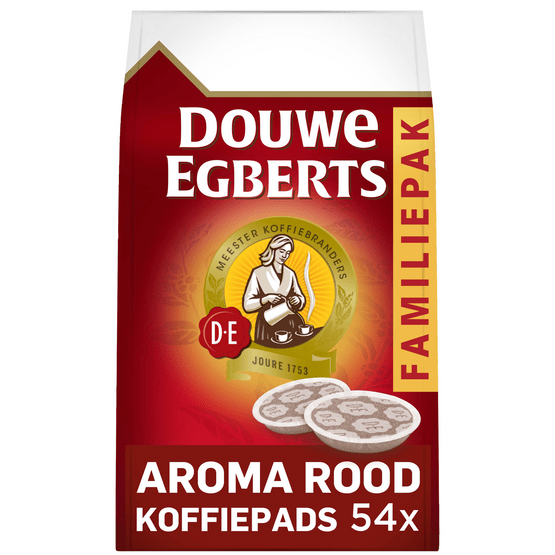 Foto van Douwe Egberts Aroma Rood koffiepads familiepak op witte achtergrond