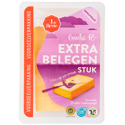 1 de Beste Extra belegen kaas stuk voordeelverpakking 48+