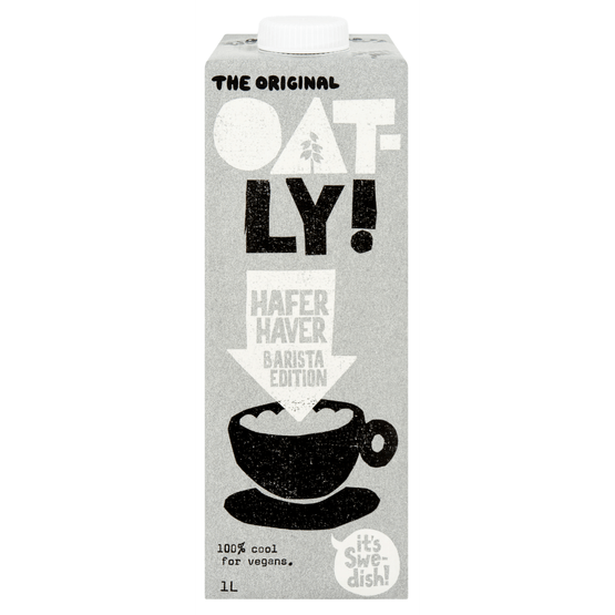 Foto van OATLY Haverdrank barista edition plantaardig op witte achtergrond