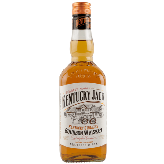 Foto van Kentucky Jack Bourbon Whiskey op witte achtergrond