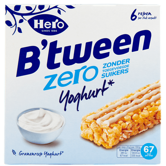 Foto van Hero Btween yoghurt zero op witte achtergrond