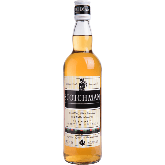 Foto van Scotchman Blended scotch whisky op witte achtergrond