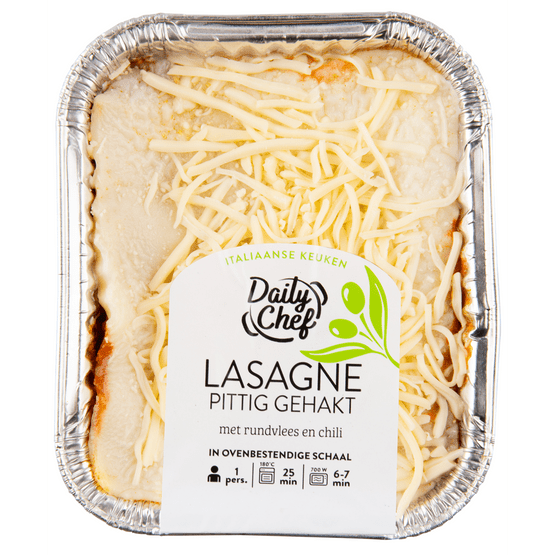 Foto van Daily Chef Lasagne pittig gehakt op witte achtergrond