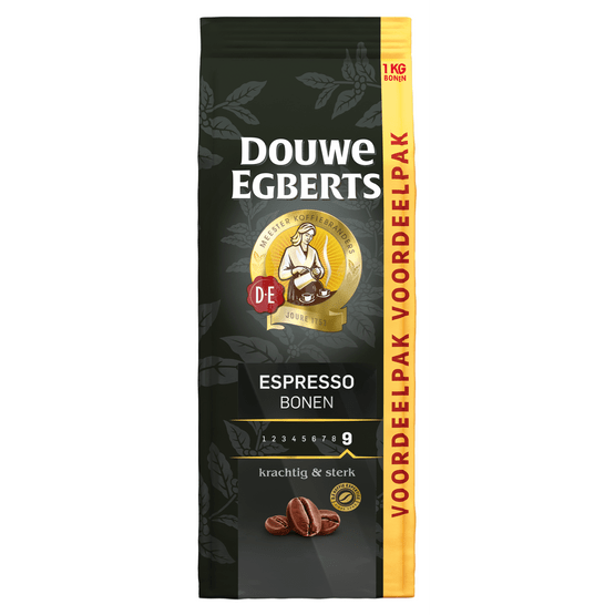 Foto van Douwe Egberts Koffiebonen espresso op witte achtergrond