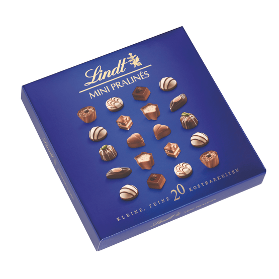 Foto van Lindt Mini pralinés op witte achtergrond