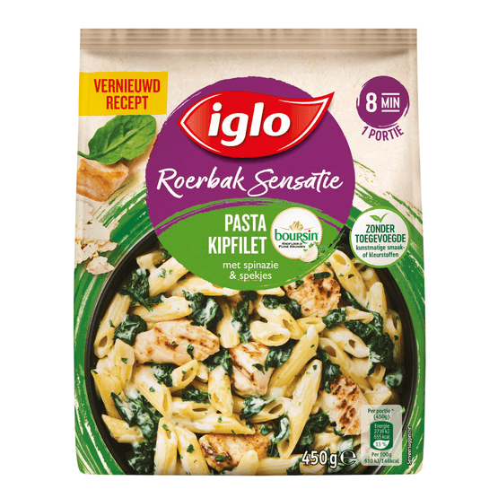 Foto van Iglo Roerbaksensatie kip-pasta-boursin op witte achtergrond
