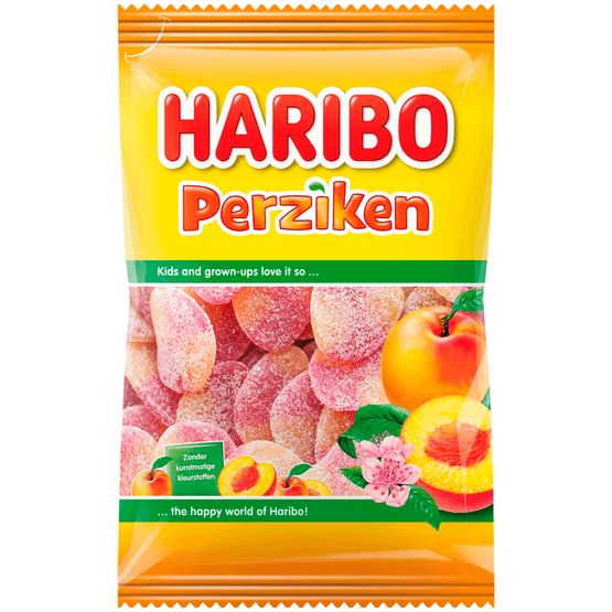 Foto van Haribo Perziken op witte achtergrond