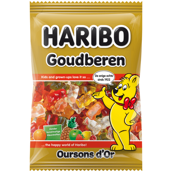 Foto van Haribo Goudbeertjes op witte achtergrond