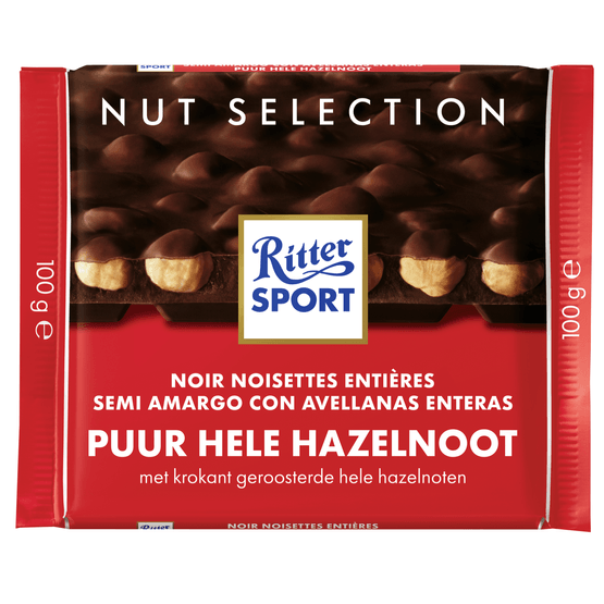 Foto van Ritter Sport Puur hazelnoot op witte achtergrond