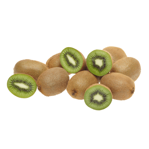 Foto van Kiwi green verpakt op witte achtergrond