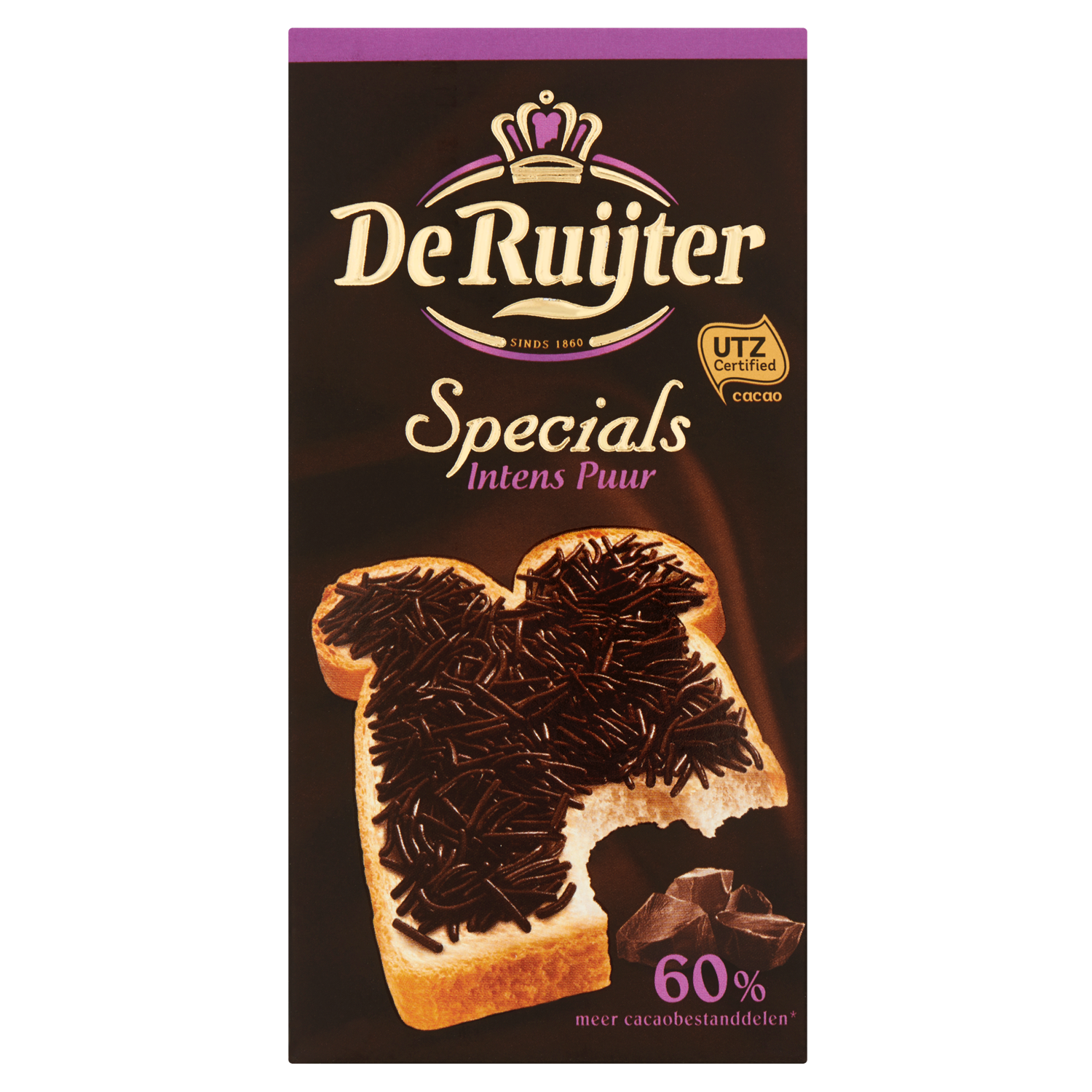 Afbeelding van De Ruijter Chocoladehagel special intens puur 60%