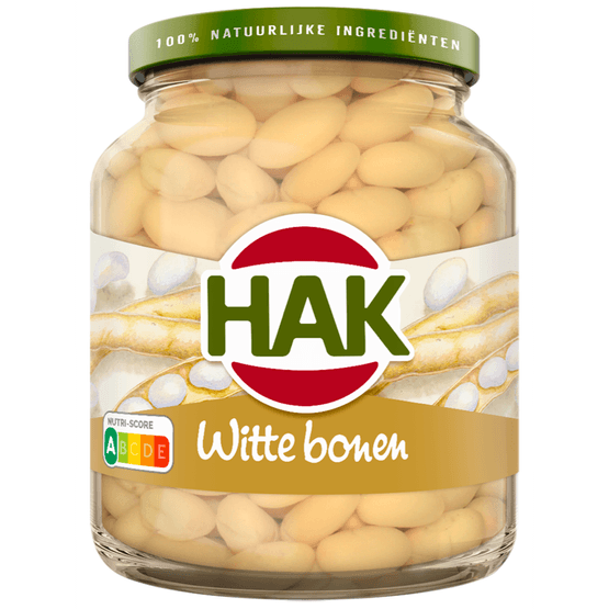 Foto van Hak Witte bonen op witte achtergrond