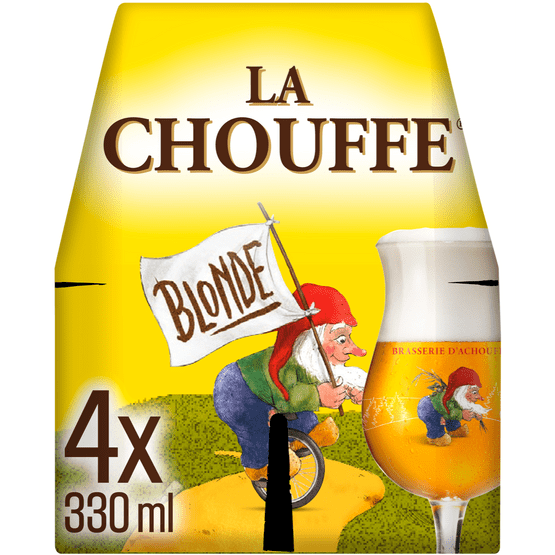 Foto van La Chouffe Blond op witte achtergrond