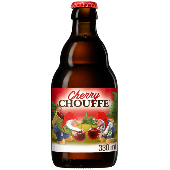 Foto van La Chouffe Cherry op witte achtergrond