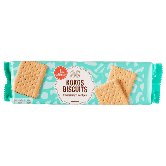 Foto van 1 de Beste Kokosbiscuit op witte achtergrond