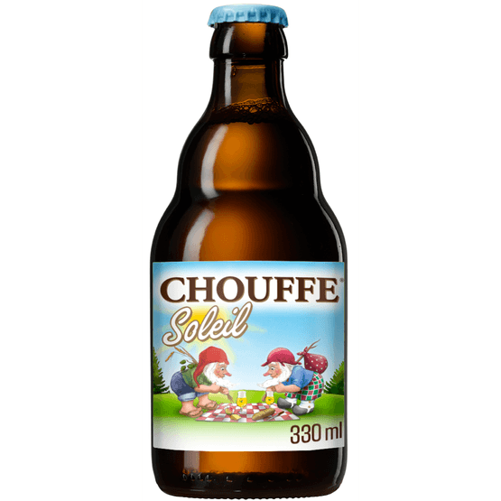 Foto van La Chouffe Blond-soleil op witte achtergrond