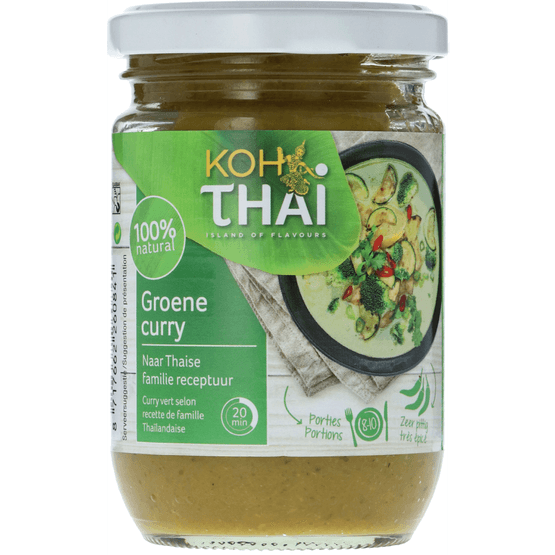 Foto van Koh Thai Curry pasta groen op witte achtergrond