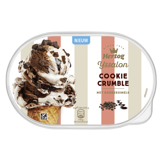 Foto van Hertog IJssalon cookie & cream op witte achtergrond