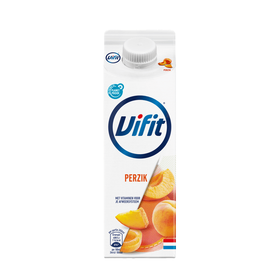 Foto van Vifit Drinkyoghurt perzik op witte achtergrond