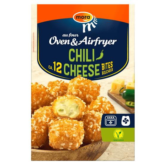 Foto van Mora Oven & airfryer chili cheese bites op witte achtergrond
