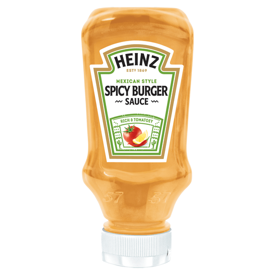 Foto van Heinz Burger sauce spicy op witte achtergrond