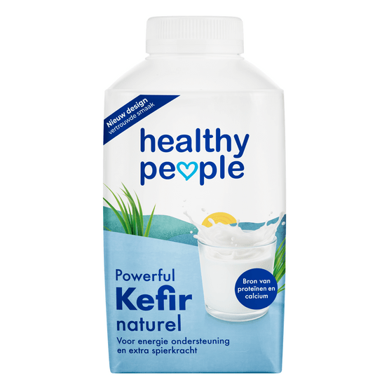 Foto van Healthy People Kefir drink op witte achtergrond