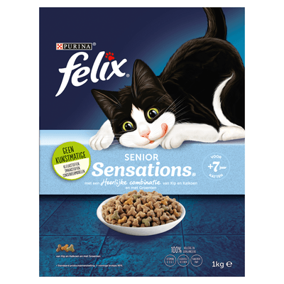 Felix Kattenvoer sensations senior kip-groenten 7+ jaar