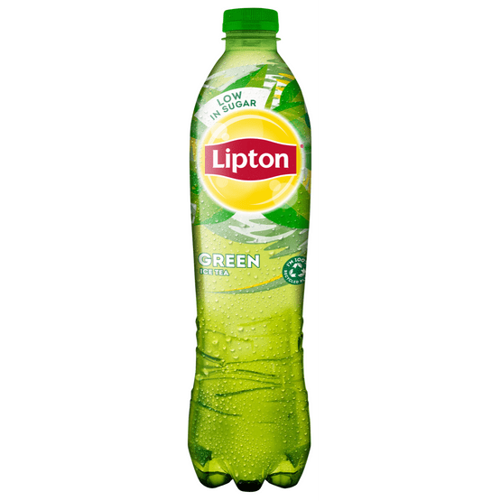 Foto van Lipton Ice tea green fles op witte achtergrond