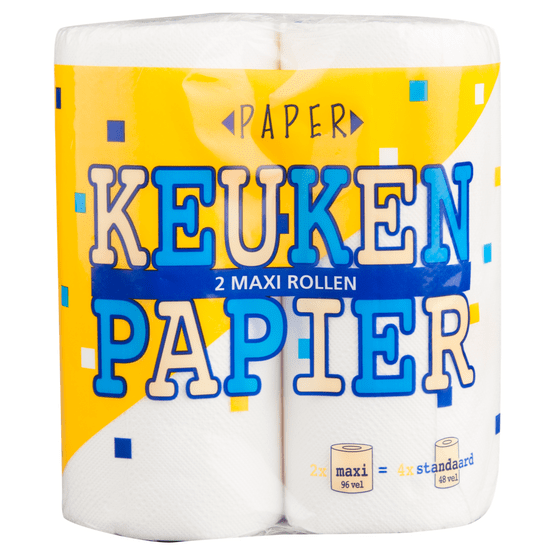 Foto van Paper Keukenpapier maxi 96 vel 2 laags op witte achtergrond