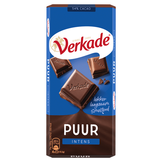 Foto van Verkade Chocoladereep puur op witte achtergrond