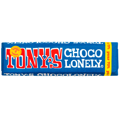 Foto van Tony's Chocolonely klein puur op witte achtergrond