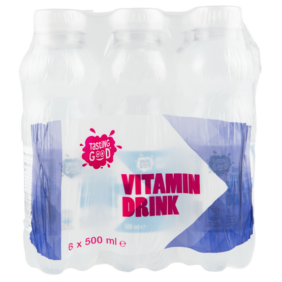 Foto van Tasting Good Vitaminwater limoen-lychee 6x500ml op witte achtergrond